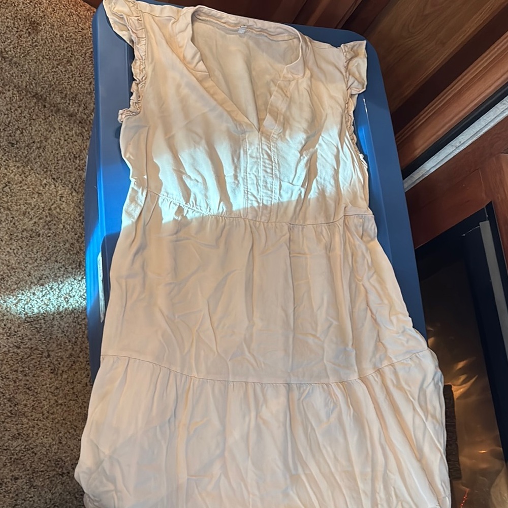 Cream Ruffle Sleeve Dress